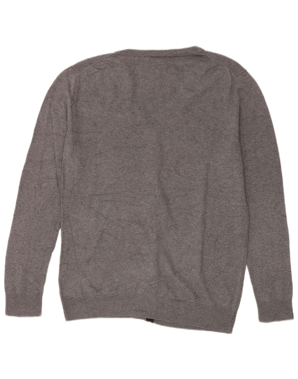 Ellesse Womens Cardigan Sweater UK 14 Large Gris Coton