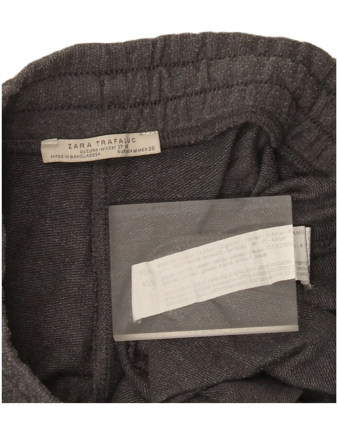 Zara Pantalon Coupe-Vent Femme UK 12 Coton Gris Moyen