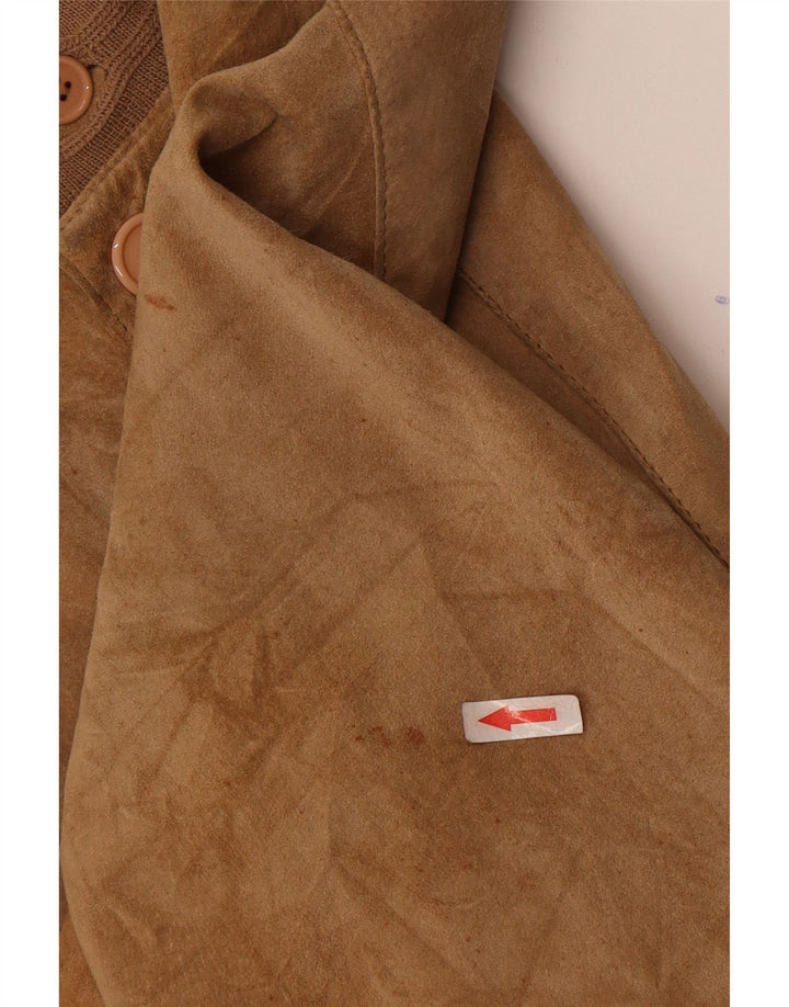vintage Mens Suede Bomber Jacket EU 48 Cuir Beige Moyen