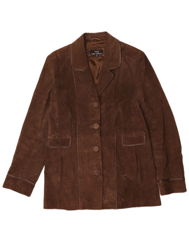 Wallace Sacks Manteau en daim pour femme UK 14 Grand cuir marron