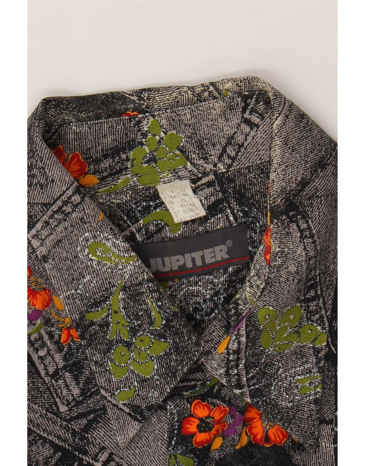 JUPITER Chemise à manches courtes pour homme Taille 15 5 Gris moyen Floral