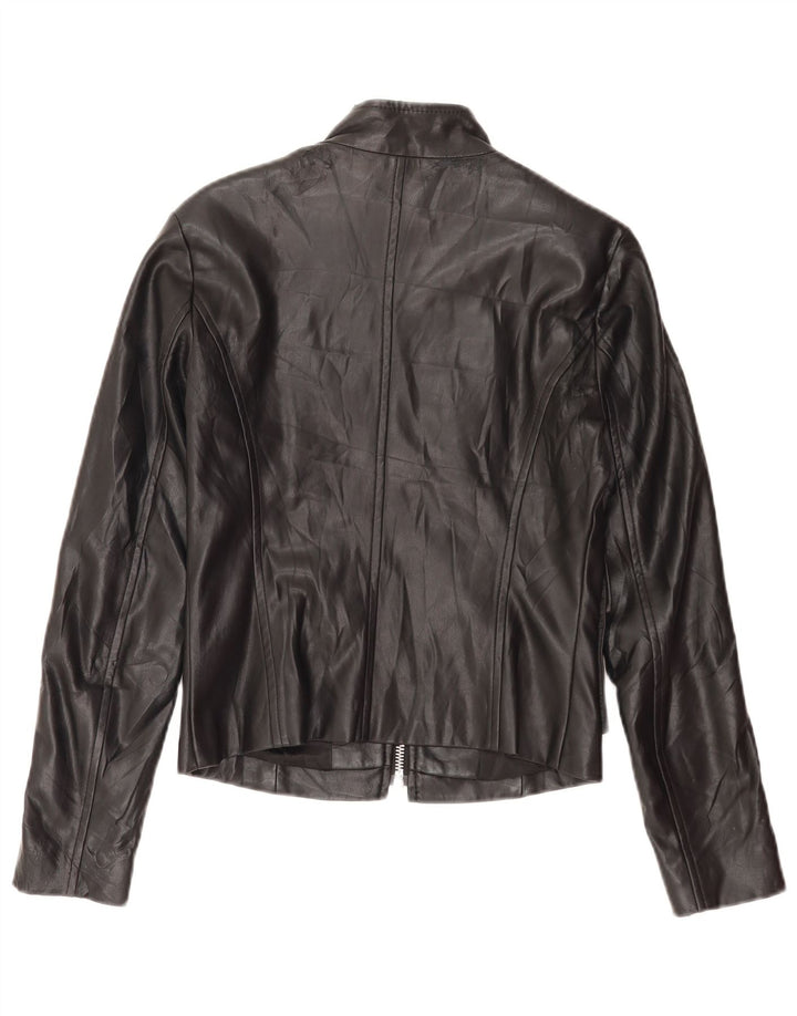 Benetton Veste en simili cuir pour femme UK 8 Small Noir Polyester