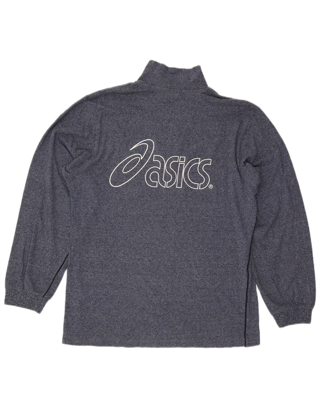 Asics Sweat-shirt graphique à col zippé pour hommes, grand bleu marine moucheté