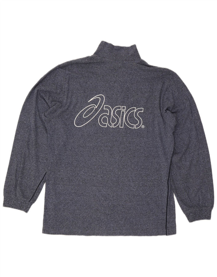 Asics Sweat-shirt graphique à col zippé pour hommes, grand bleu marine moucheté