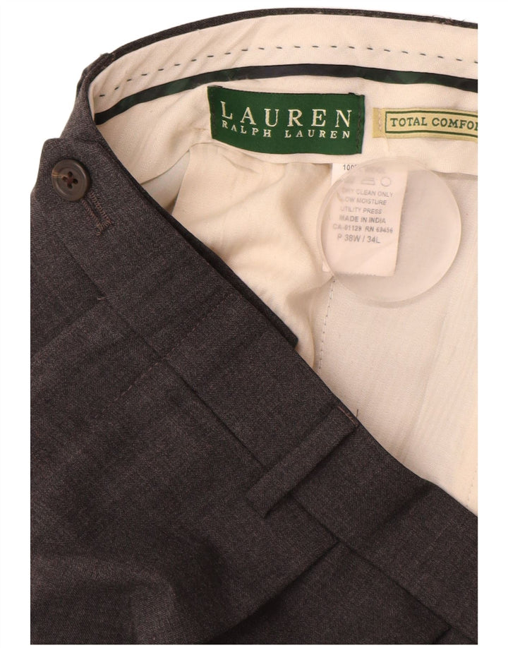 RALPH LAUREN Pantalon de costume à chevilles confort total pour homme W38 L34 Gris Coton