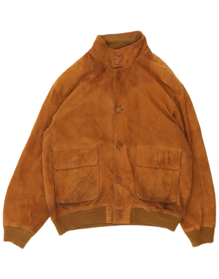 Veste Bomber En Daim Vintage Homme IT 54 2XL Marron