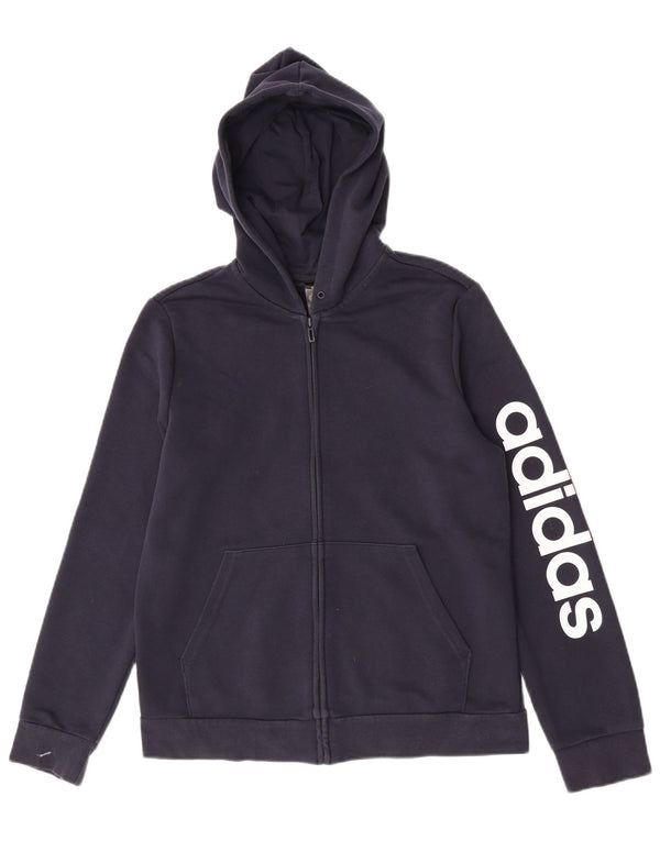 Adidas Pull à capuche zippé graphique pour femme UK 16/18 Grand Bleu Marine Sports