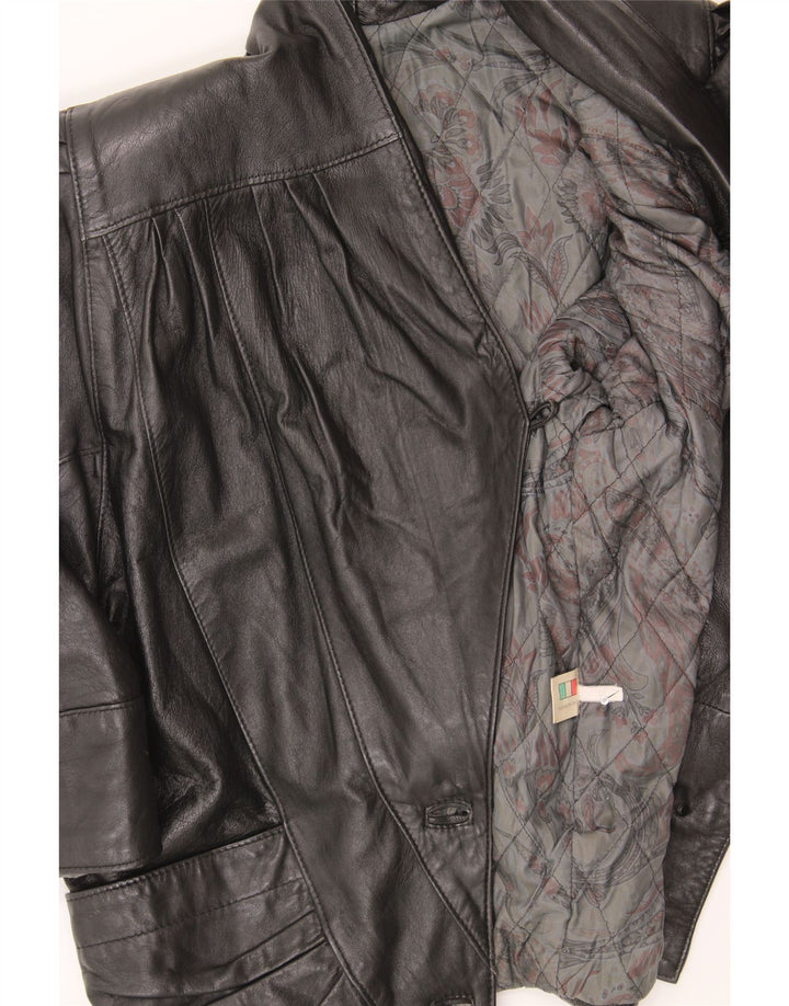 VINTAGE Womens Oversized Leather Jacket UK 10 Small Black Leather Vintage Vintage and Second-Hand Vintage from Messina Hembry 