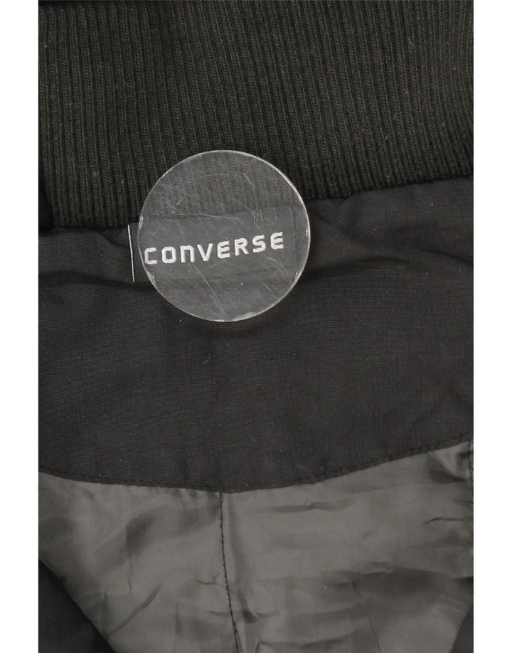 Converse Veste rembourrée à capuche pour homme UK 40 Large Noir Nylon