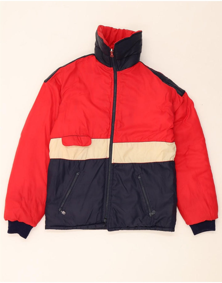 vintage Mens Réversible Veste Rembourrée UK 38 Medium Navy Blue Colourblock