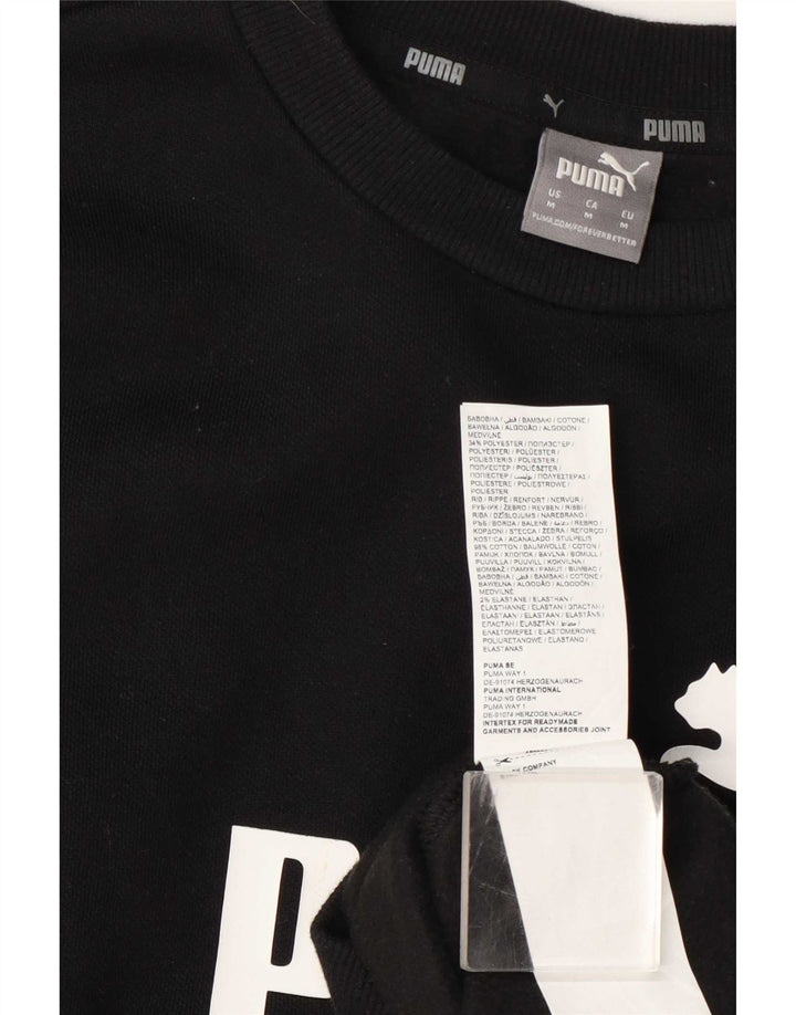 Puma Sweat-shirt graphique pour femme UK 14 Coton noir moyen