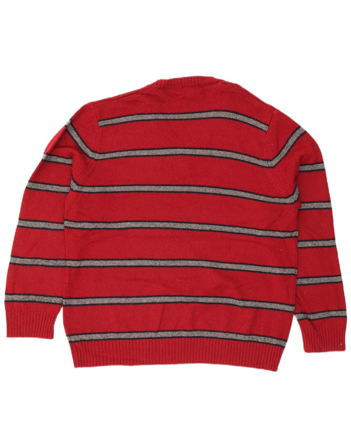 Marks & Spencer Pull à col en V Blue Harbour pour hommes, grandes rayures rouges