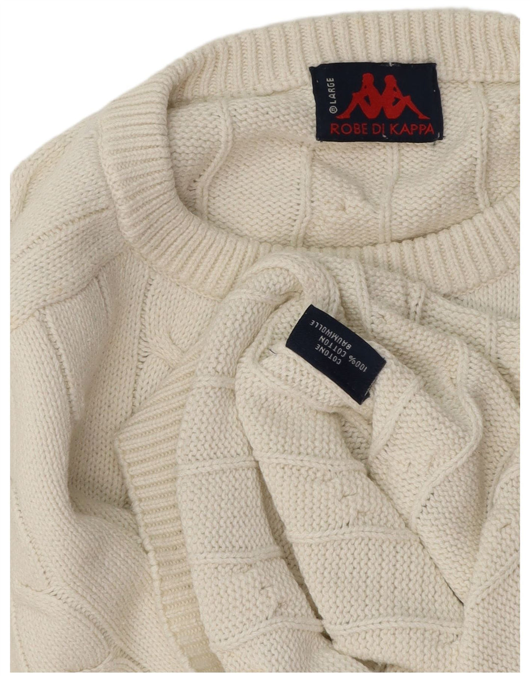 KAPPA Pull à col rond pour homme en coton blanc Taille L
