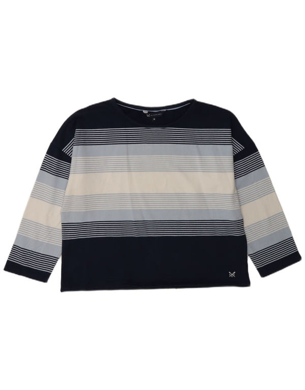 Crew Clothing Haut à manches longues pour femme UK 44 Bleu marine moyen rayé