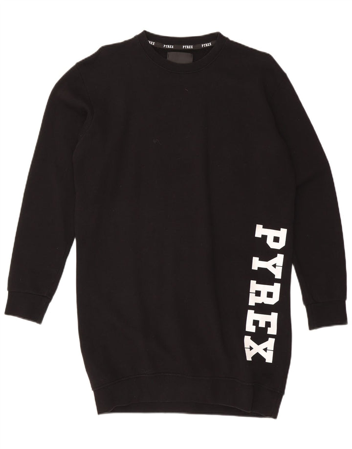 Pyrex Robe pull surdimensionnée pour femme UK 10 Petit coton noir