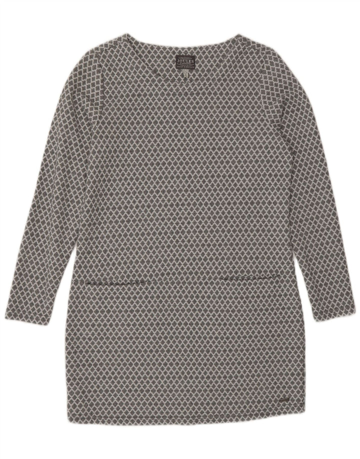 Joules Robe basique à manches longues pour femme UK 10 Petit gris géométrique en coton