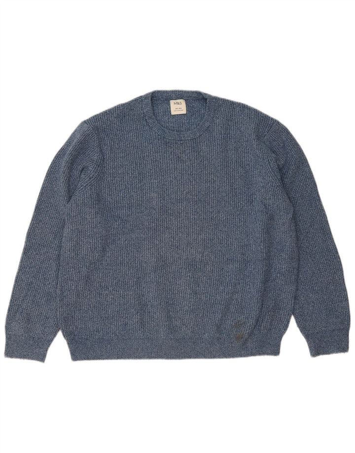 Marks & Spencer Pull à col rond pour homme 2XL en polyamide moucheté bleu