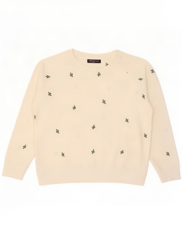 Marks & Spencer Sweat-shirt à motif abstrait pour femme UK 16 Large Blanc