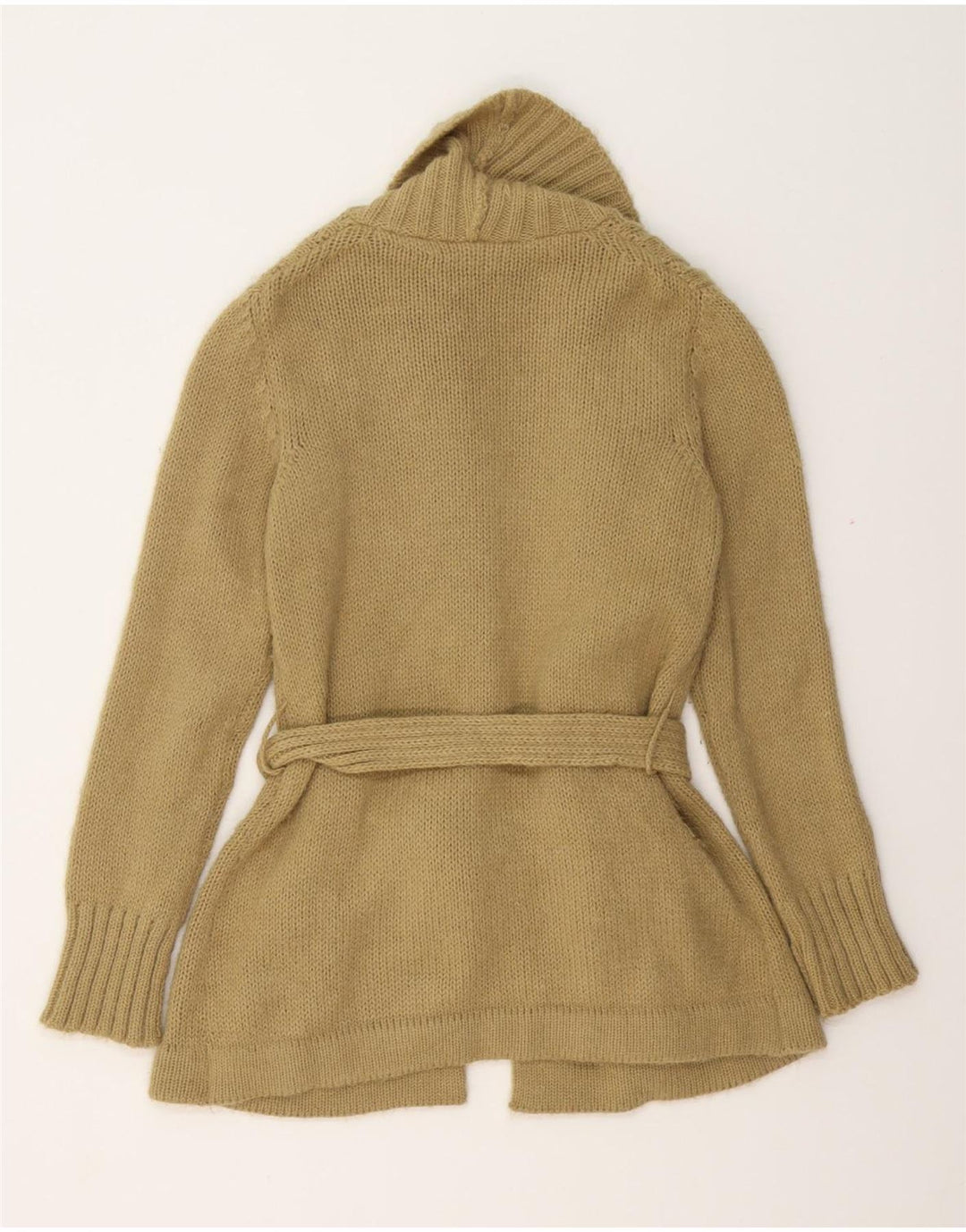 VINTAGE Femmes Longline Cardigan Pull UK 14 Beige Moyen