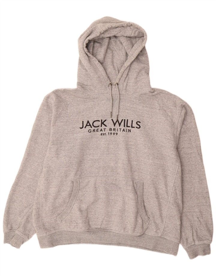 JACK WILLS Pull à capuche graphique pour homme 3XL Gris chiné en coton