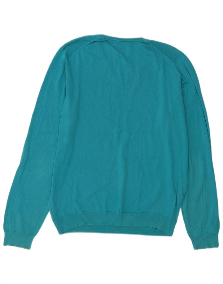 Massimo Dutti Pull col V pour homme en coton bleu Taille L