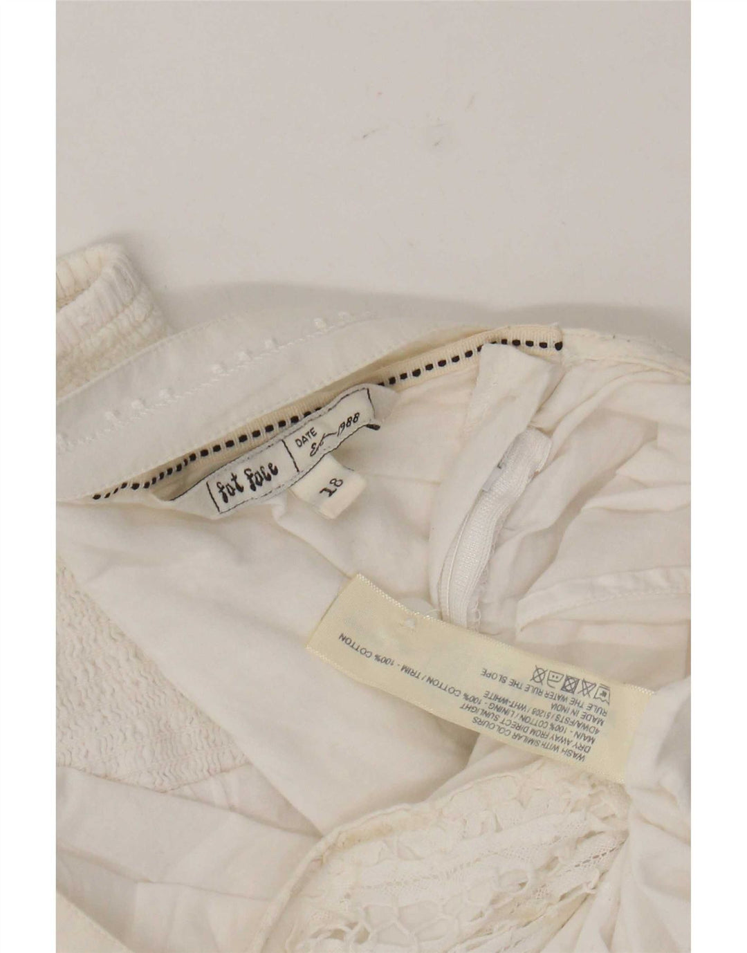 Fat Face Caraco Femme UK 18 XL Coton Blanc