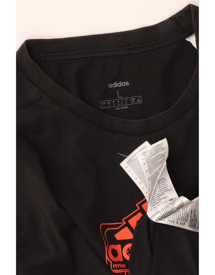 Adidas Haut graphique à manches longues pour homme Grand coton noir