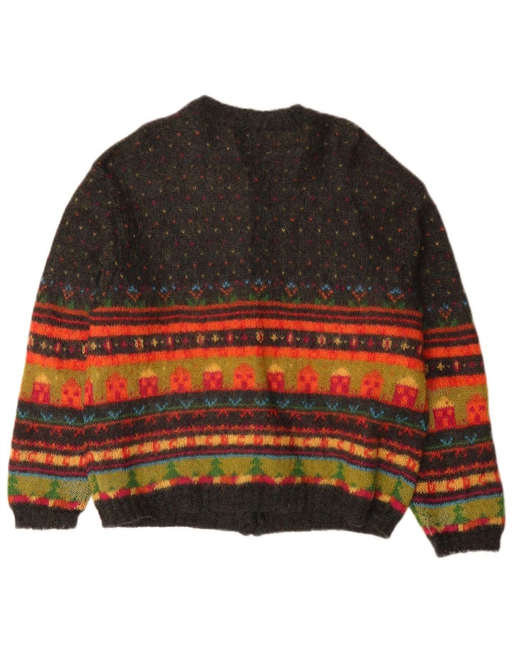 Benetton Pull Cardigan Femme UK 14 Moyen Multicolore Fair Isle