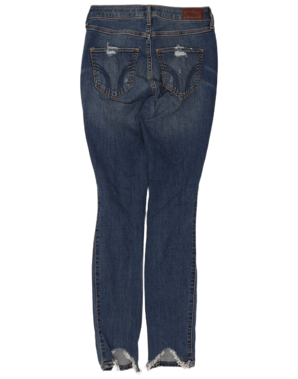 Hollister Jean skinny effet vieilli pour femme US 1 XS W25 L28 Bleu Coton