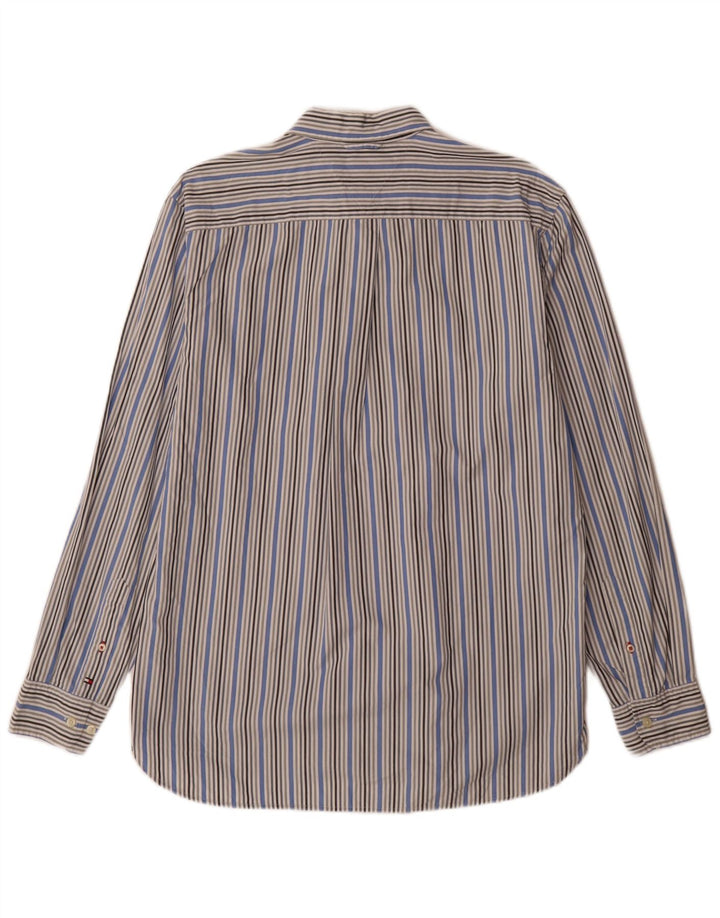 Tommy Hilfiger Chemise Homme Bleu Moyen En Coton À Fines Rayures