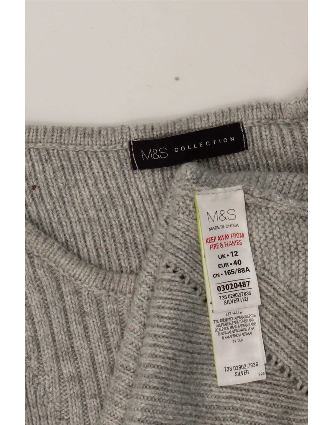 Marks & Spencer Pull col bateau pour femme UK 12 Argenté moyen