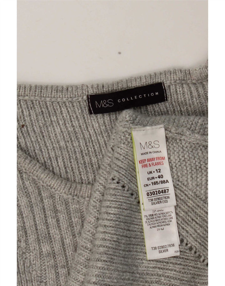 Marks & Spencer Pull col bateau pour femme UK 12 Argenté moyen