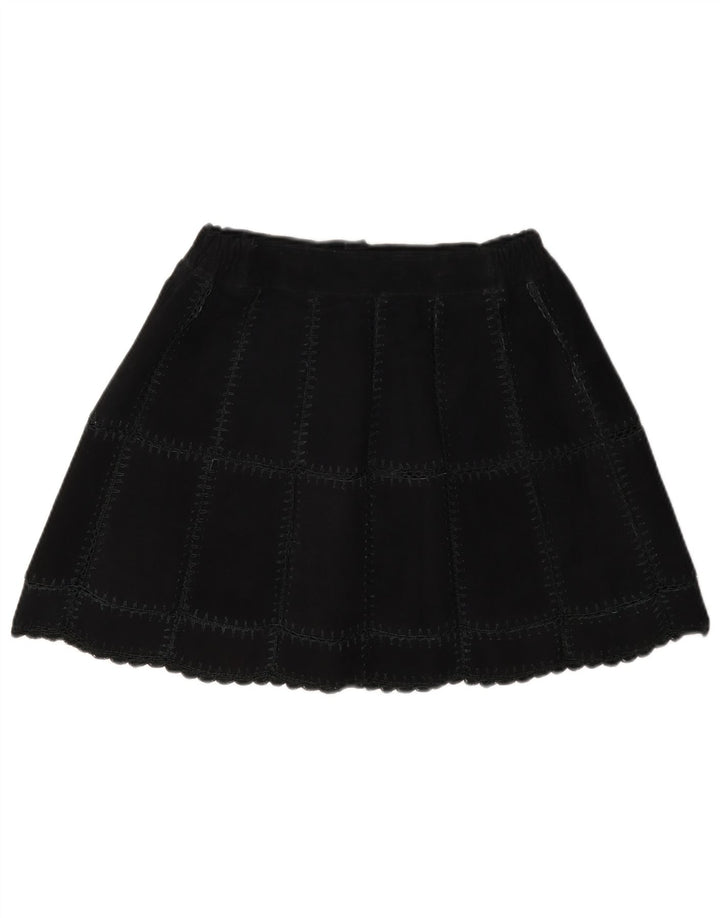 vintage Femmes Daim Mini Jupe W28 Moyen Noir Plaid