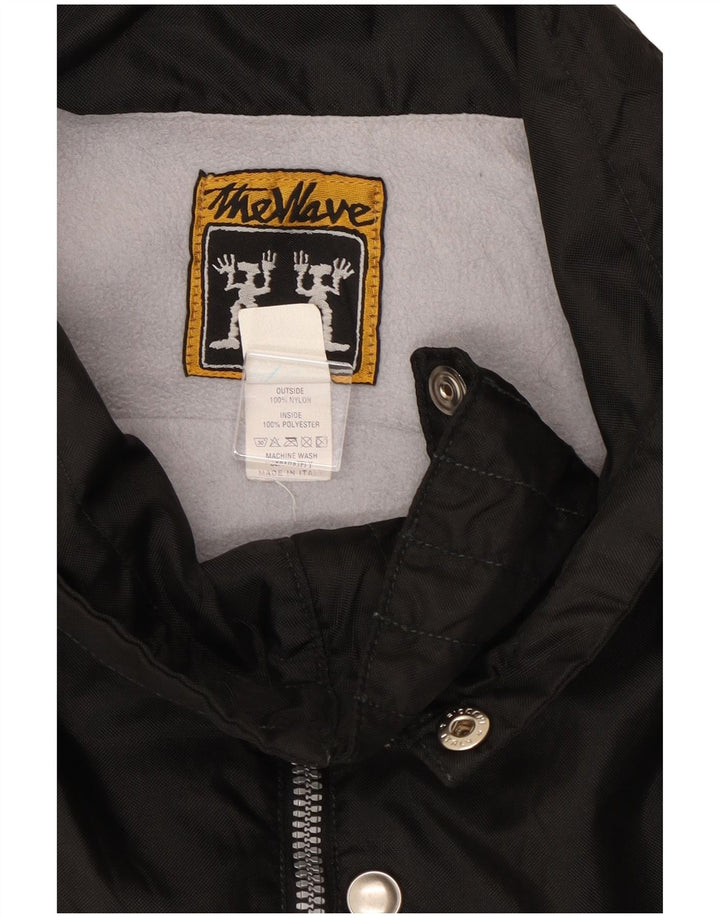 vintage Mens Graphic Coupe-vent Veste UK 40 Grand Nylon Noir