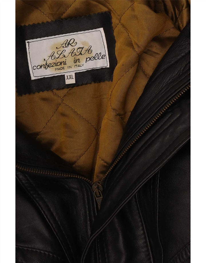 veste en cuir homme vintage UK 44 2XL Noir