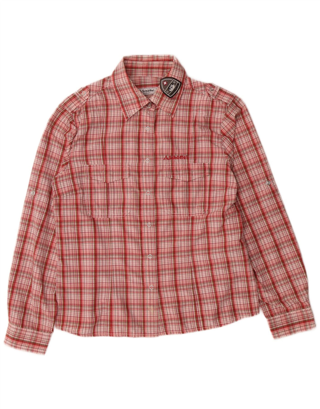 Schoffel Chemise Slim Fit UK 44 Medium Red Check Polyamide