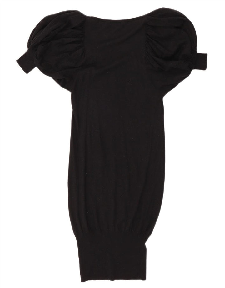 ICEBERG Robe pull à manches courtes pour femme UK 10 Petite laine noire