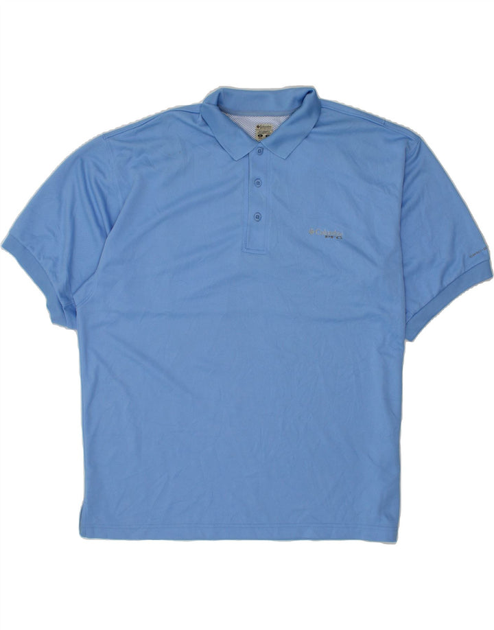 COLUMBIA Mens Big & Tall Polo Shirt XL Blue Polyester Vintage Columbia and Second-Hand Columbia from Messina Hembry 