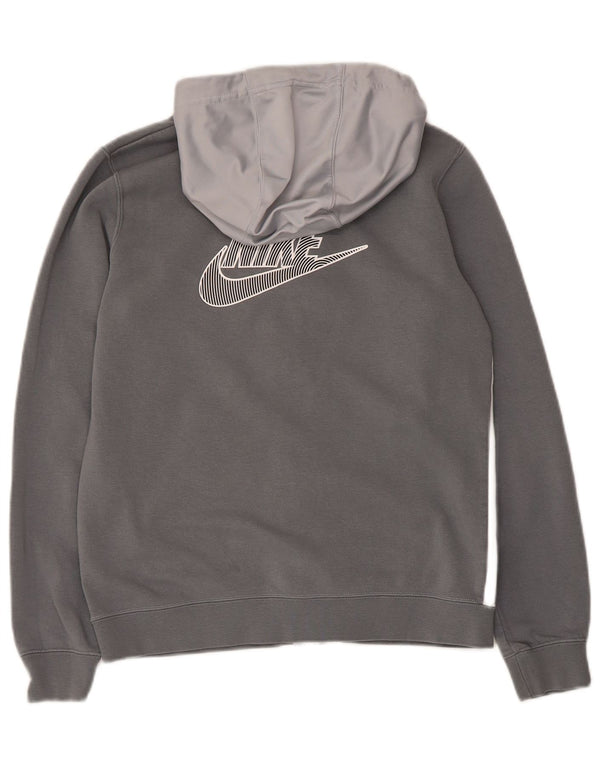 Nike Pull à capuche zippé pour garçon 12-13 ans Grand Gris Colorblock Coton