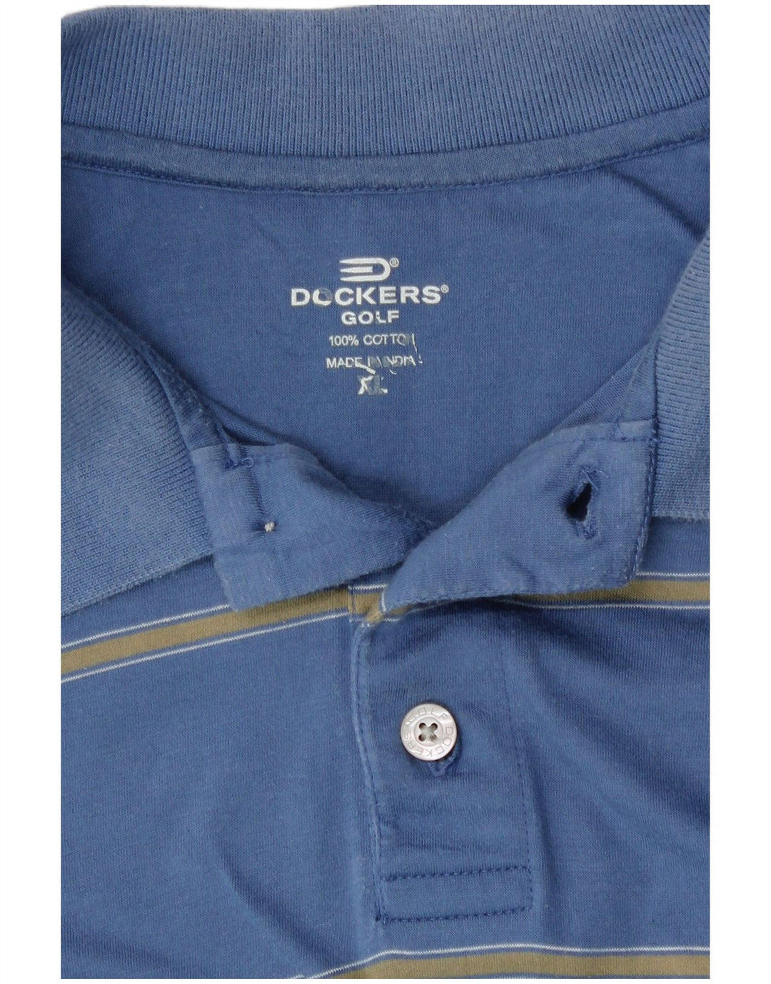 Dockers Polo Homme XL Bleu Rayé Coton