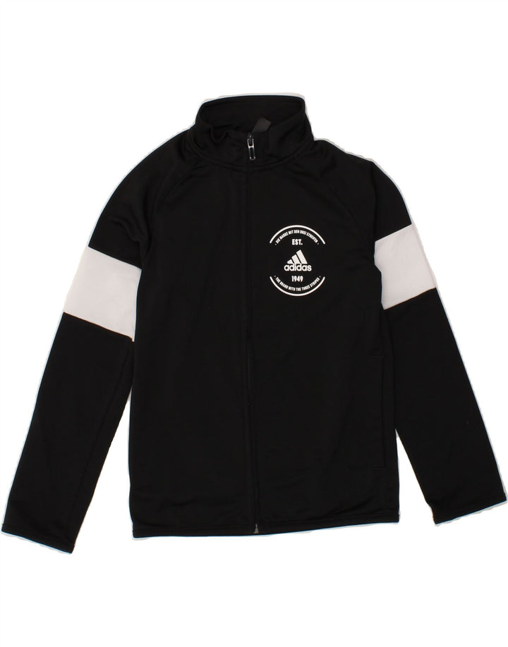 ADIDAS Boys Graphic Tracksuit Top Jacket 7-8 Years Black Colourblock Vintage Adidas and Second-Hand Adidas from Messina Hembry 