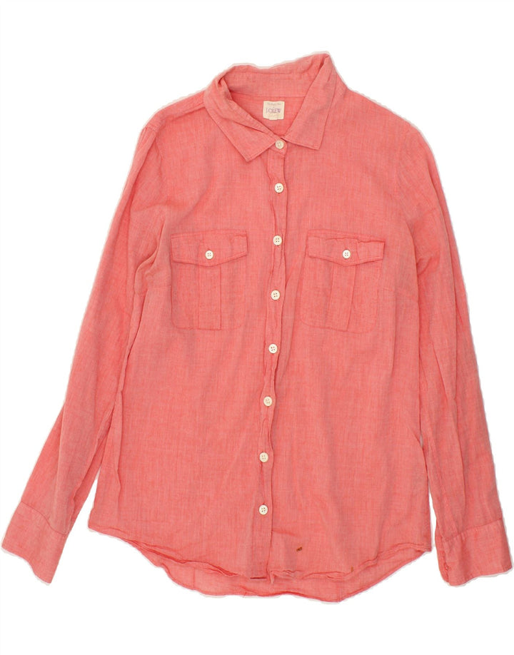 J. CREW Womens Longline Shirt UK 14 Medium Pink Cotton Vintage J. Crew and Second-Hand J. Crew from Messina Hembry 