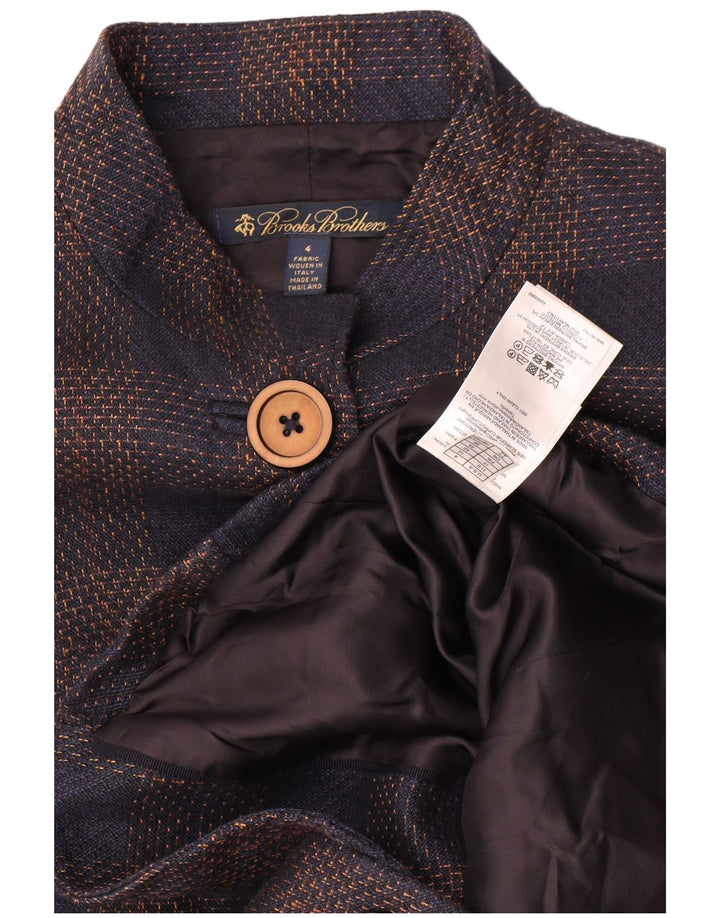 Brooks Brothers Veste blazer courte pour femme US 4 Petit carreaux bleu marine