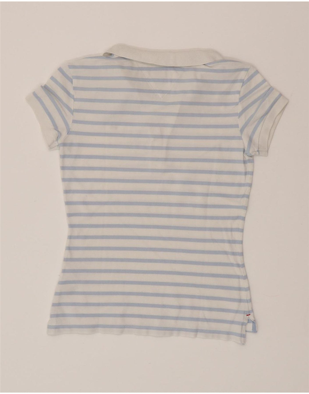 TOMMY HILFIGER Polo Slim Fit Femme UK 6 XS Bleu Rayé Coton