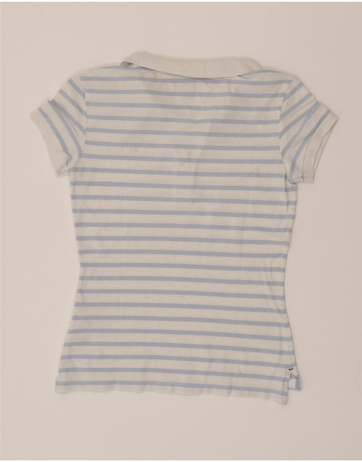 TOMMY HILFIGER Polo Slim Fit Femme UK 6 XS Bleu Rayé Coton