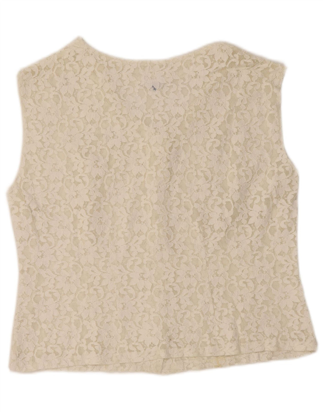 VINTAGE Femmes Crop Chemise sans manches Blouse IT 50 XL Off White Floral