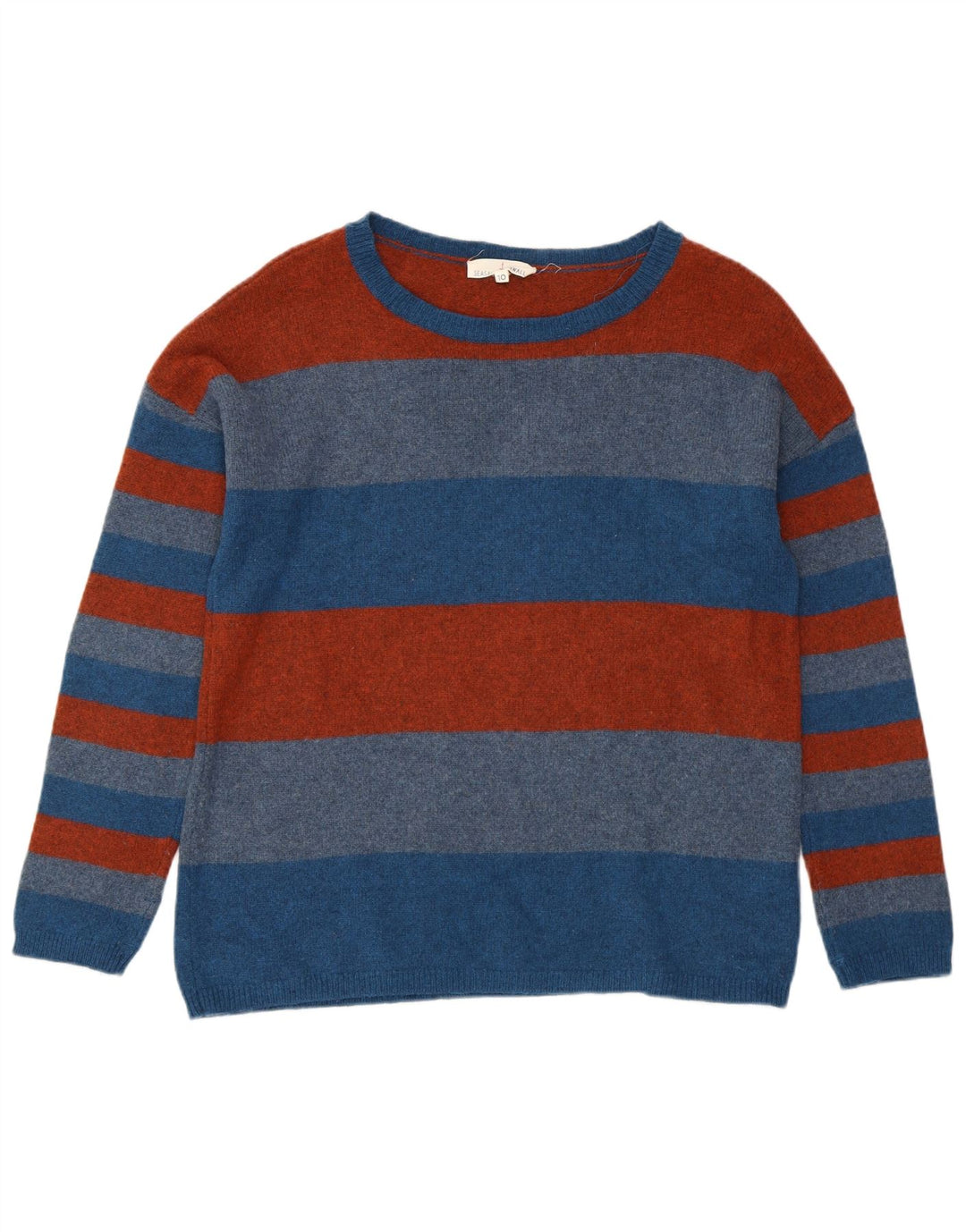 SEASALT CORNWALL Pull col bateau pour femme UK 10 Petit bleu rayé