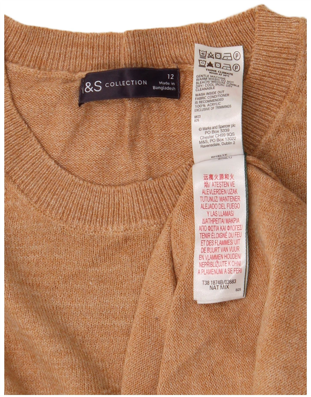 MARKS & SPENCER Pull à col rond pour femme UK 12 Marron moyen