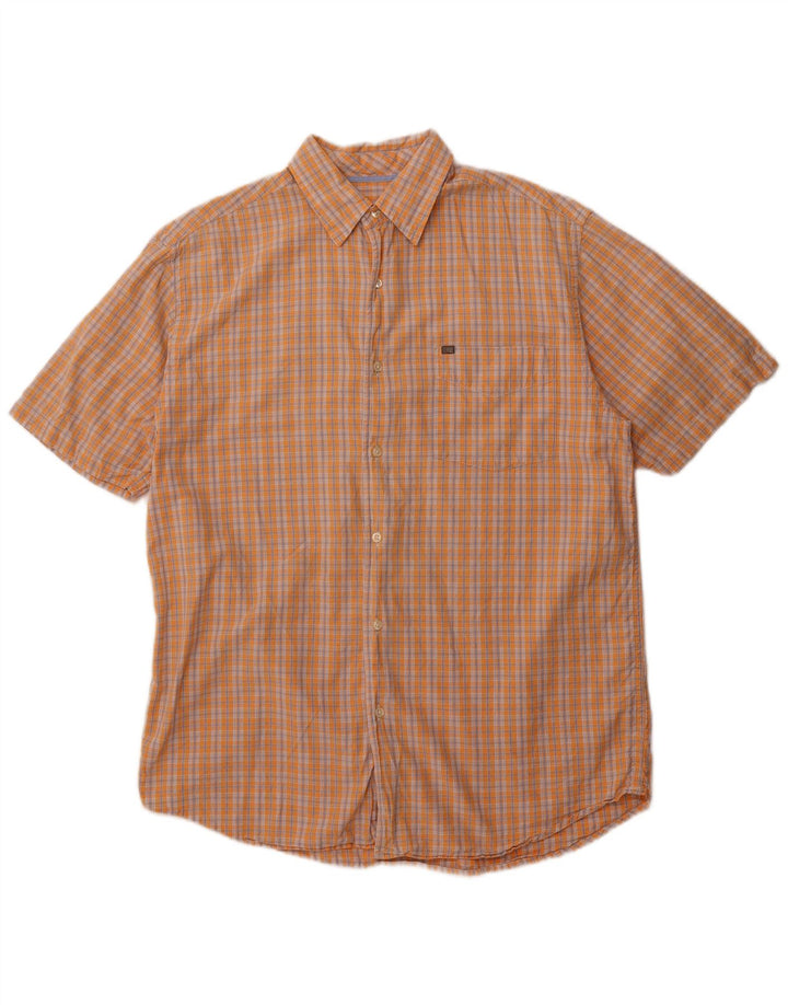Nautica Chemise à manches courtes pour homme en coton à carreaux orange moyen