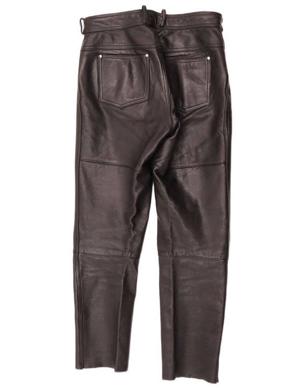 Pantalon en cuir Moto Racer Vintage pour hommes W32 L29 noir